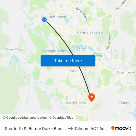 Spofforth St Before Drake Brockman Dr to Gilmore ACT Australia map