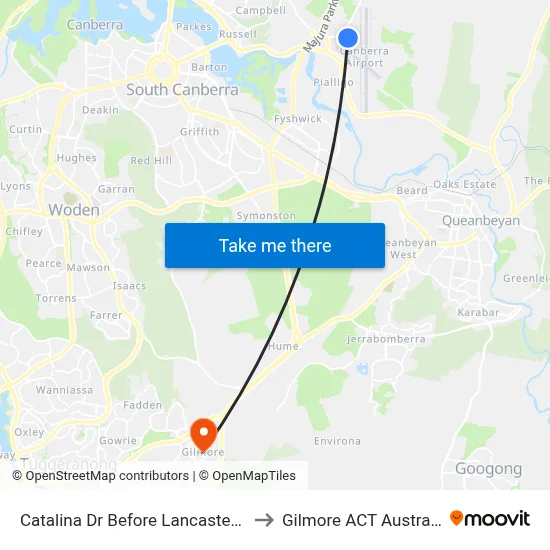 Catalina Dr Before Lancaster Pl to Gilmore ACT Australia map