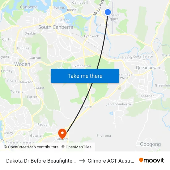 Dakota Dr Before Beaufighter St to Gilmore ACT Australia map