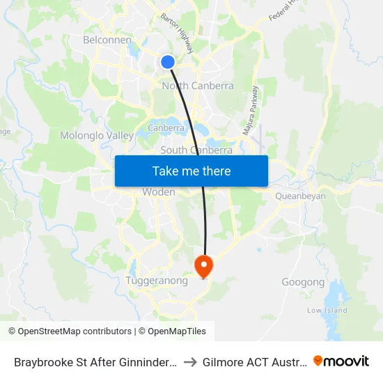 Braybrooke St After Ginninderra Dr to Gilmore ACT Australia map