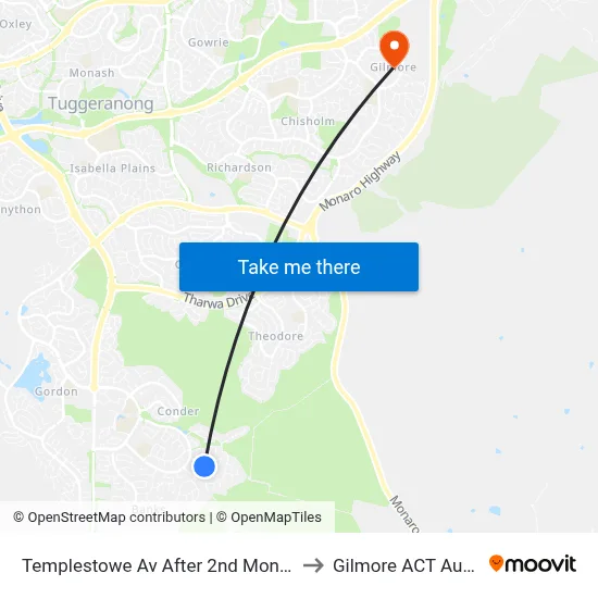 Templestowe Av After 2nd Montefiore Cr to Gilmore ACT Australia map