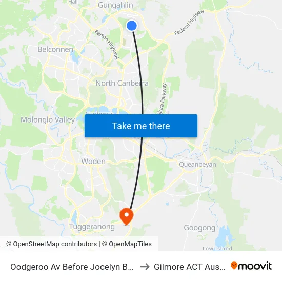 Oodgeroo Av Before Jocelyn Brown St to Gilmore ACT Australia map