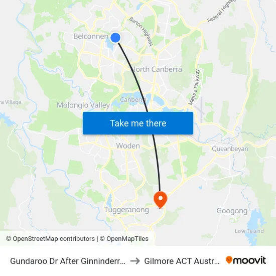 Gundaroo Dr After Ginninderra Dr to Gilmore ACT Australia map