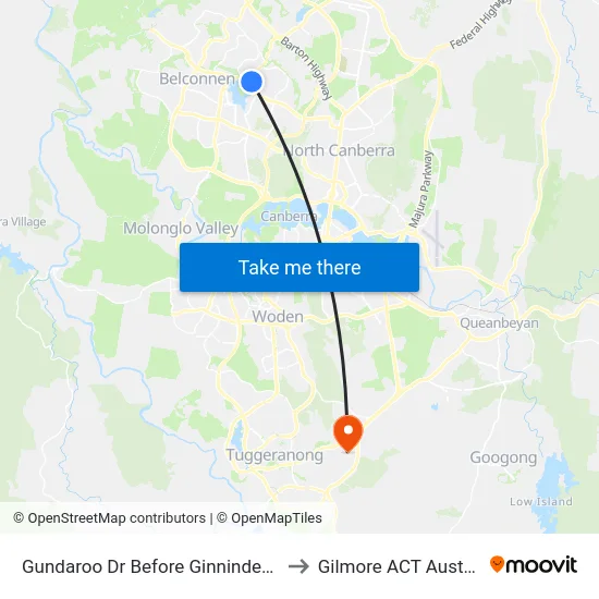 Gundaroo Dr Before Ginninderra Dr to Gilmore ACT Australia map