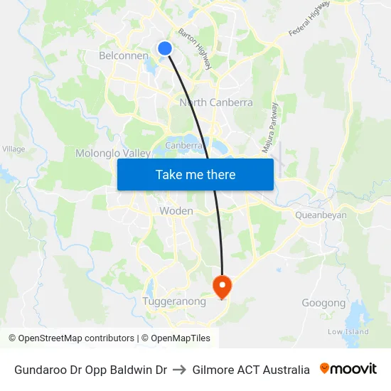 Gundaroo Dr Opp Baldwin Dr to Gilmore ACT Australia map