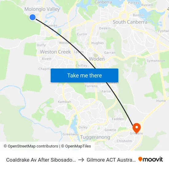 Coaldrake Av After Sibosado St to Gilmore ACT Australia map