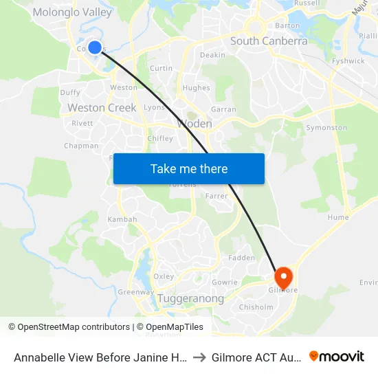 Annabelle View Before Janine Haines Tce to Gilmore ACT Australia map
