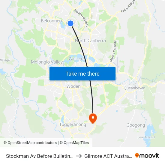 Stockman Av Before Bulletin St to Gilmore ACT Australia map