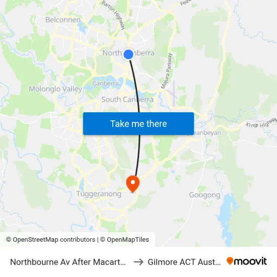 Northbourne Av After Macarthur Av to Gilmore ACT Australia map