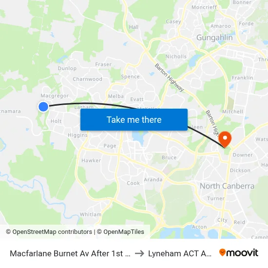 Macfarlane Burnet Av After 1st Eccles Cct to Lyneham ACT Australia map