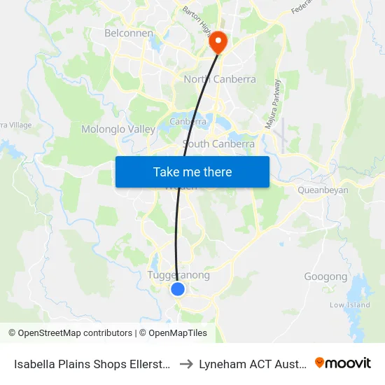 Isabella Plains Shops Ellerston Av to Lyneham ACT Australia map