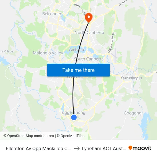 Ellerston Av Opp Mackillop College to Lyneham ACT Australia map
