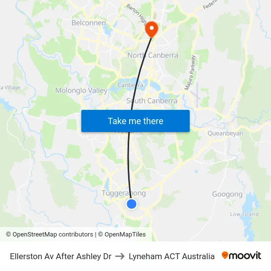 Ellerston Av After Ashley Dr to Lyneham ACT Australia map