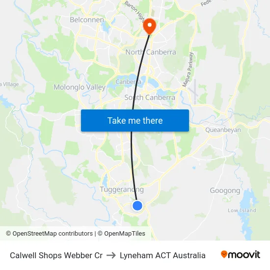 Calwell Shops Webber Cr to Lyneham ACT Australia map