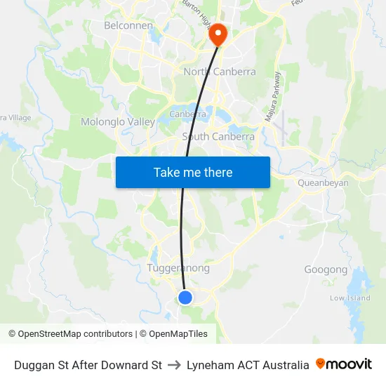 Duggan St After Downard St to Lyneham ACT Australia map