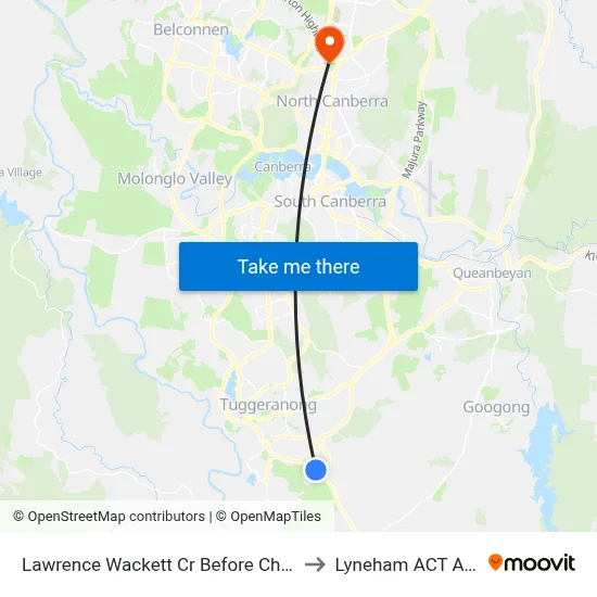 Lawrence Wackett Cr Before Chippindall Cct to Lyneham ACT Australia map
