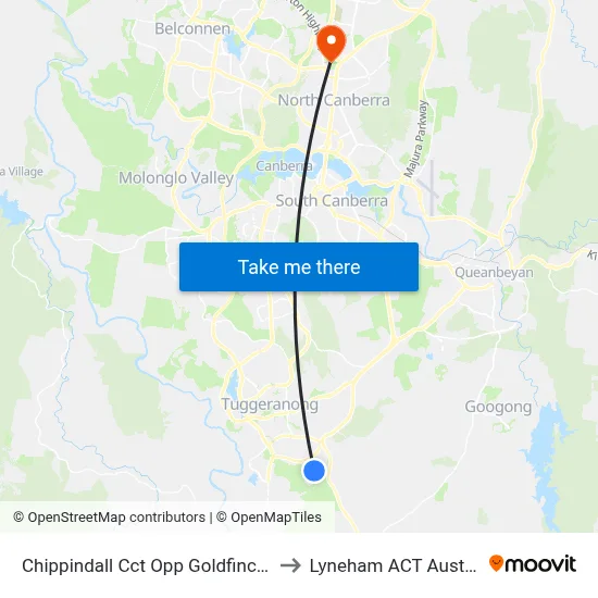 Chippindall Cct Opp Goldfinch Cct to Lyneham ACT Australia map