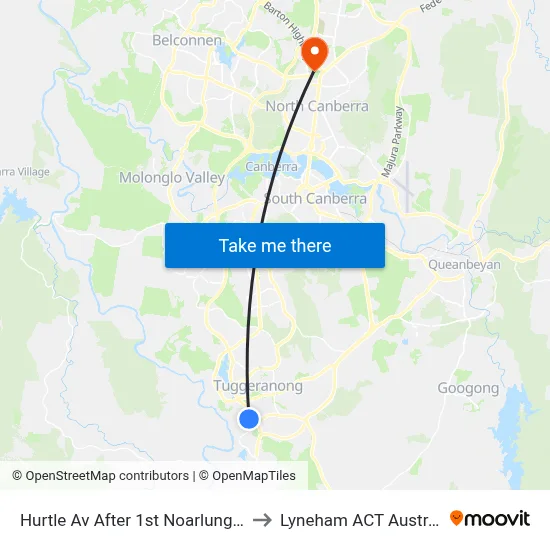 Hurtle Av After 1st Noarlunga Cr to Lyneham ACT Australia map