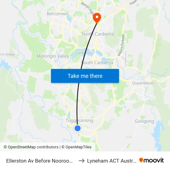Ellerston Av Before Noorooma St to Lyneham ACT Australia map