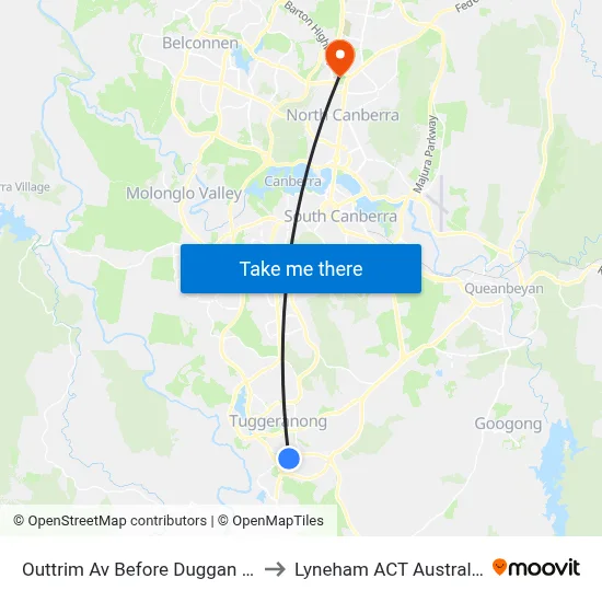 Outtrim Av Before Duggan St to Lyneham ACT Australia map