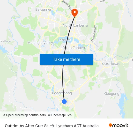 Outtrim Av After Gurr St to Lyneham ACT Australia map