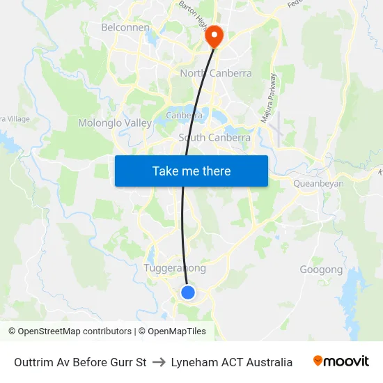 Outtrim Av Before Gurr St to Lyneham ACT Australia map