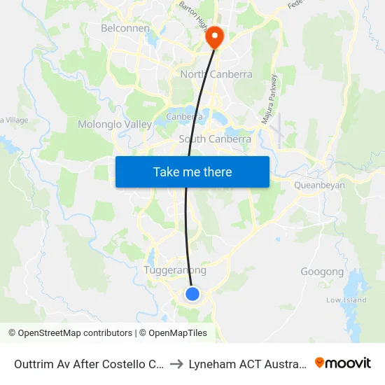 Outtrim Av After Costello Cct to Lyneham ACT Australia map