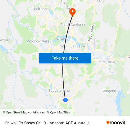 Calwell Ps Casey Cr to Lyneham ACT Australia map