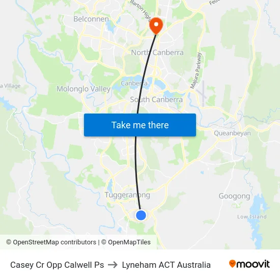 Casey Cr Opp Calwell Ps to Lyneham ACT Australia map