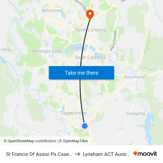 St Francis Of Assisi Ps Casey Cr to Lyneham ACT Australia map