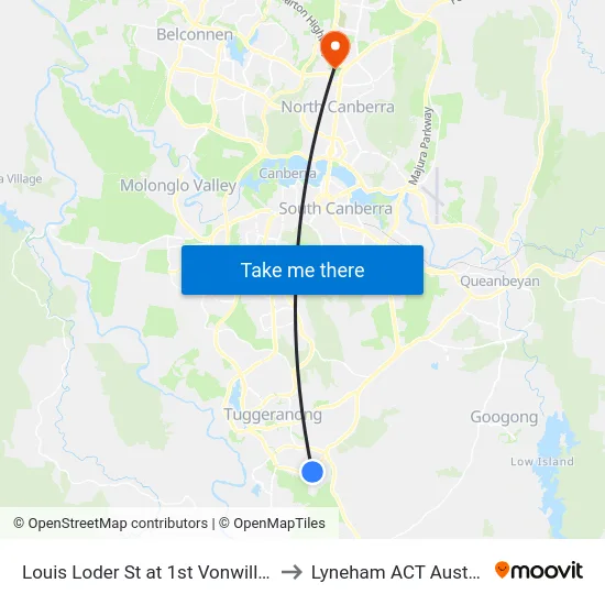Louis Loder St at 1st Vonwiller Cr to Lyneham ACT Australia map