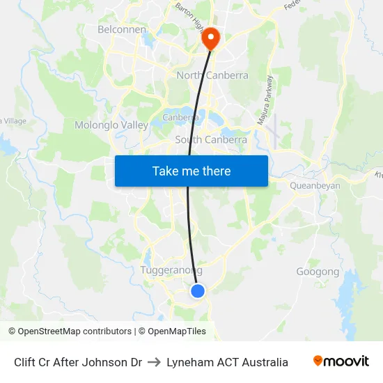 Clift Cr After Johnson Dr to Lyneham ACT Australia map