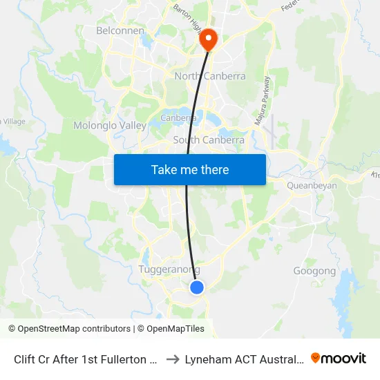 Clift Cr After 1st Fullerton Cr to Lyneham ACT Australia map