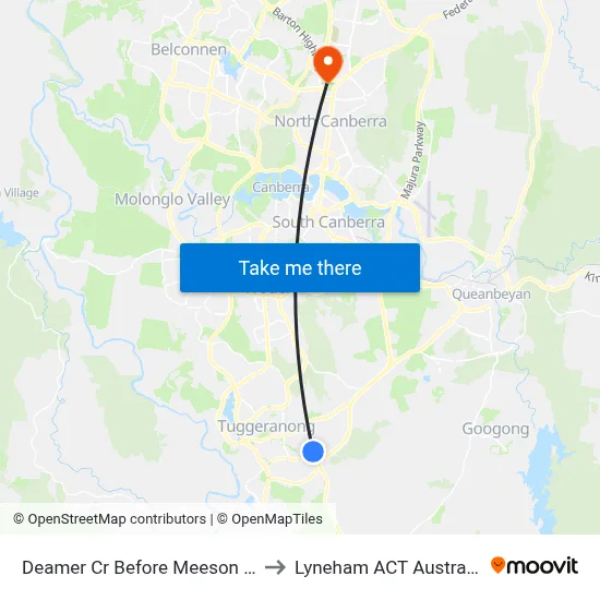Deamer Cr Before Meeson St to Lyneham ACT Australia map