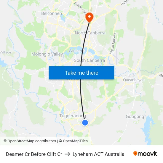 Deamer Cr Before Clift Cr to Lyneham ACT Australia map