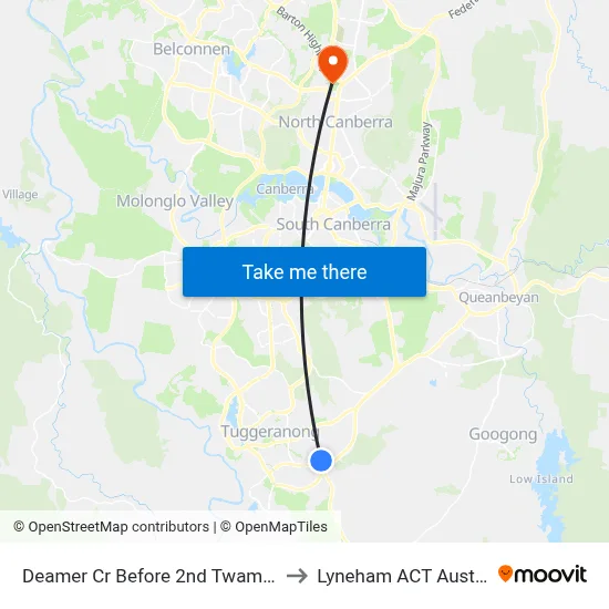 Deamer Cr Before 2nd Twamley Cr to Lyneham ACT Australia map