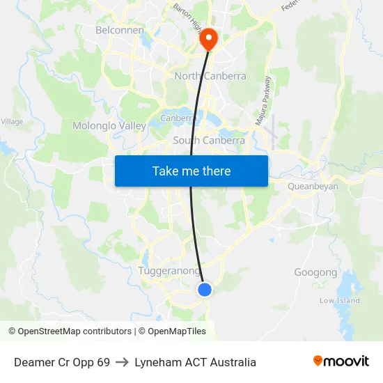 Deamer Cr Opp 69 to Lyneham ACT Australia map