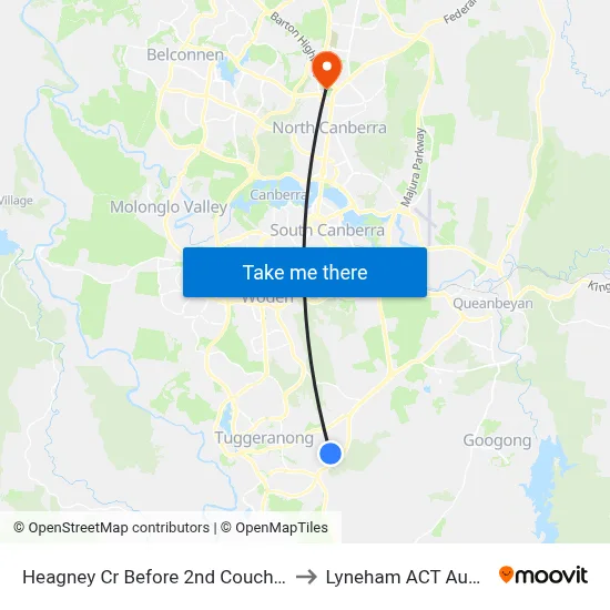 Heagney Cr Before 2nd Couchman Cr to Lyneham ACT Australia map