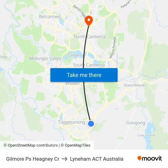 Gilmore Ps Heagney Cr to Lyneham ACT Australia map