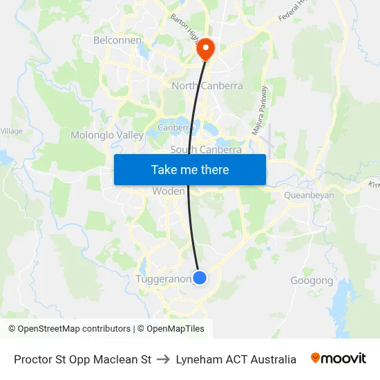 Proctor St Opp Maclean St to Lyneham ACT Australia map