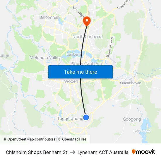 Chisholm Shops Benham St to Lyneham ACT Australia map