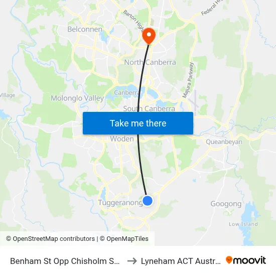 Benham St Opp Chisholm Shops to Lyneham ACT Australia map