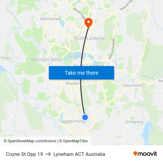Coyne St Opp 19 to Lyneham ACT Australia map
