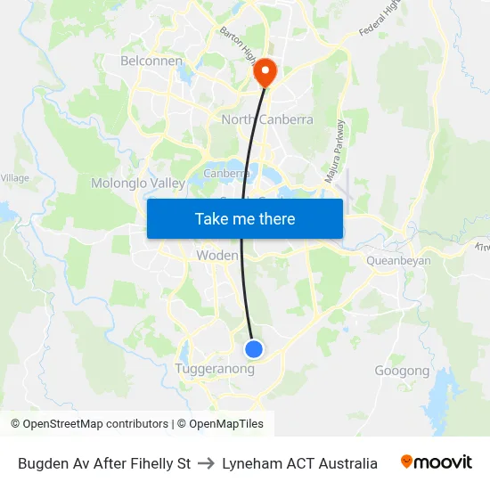 Bugden Av After Fihelly St to Lyneham ACT Australia map