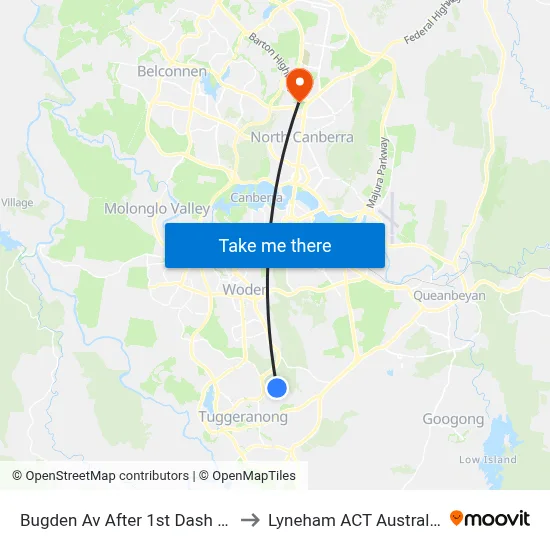 Bugden Av After 1st Dash Cr to Lyneham ACT Australia map