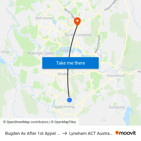 Bugden Av After 1st Appel Cr to Lyneham ACT Australia map