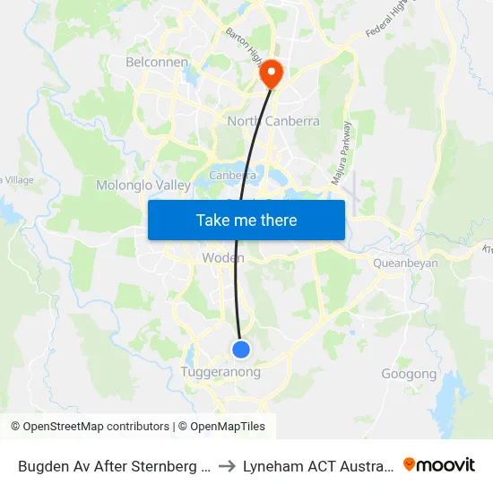 Bugden Av After Sternberg Cr to Lyneham ACT Australia map