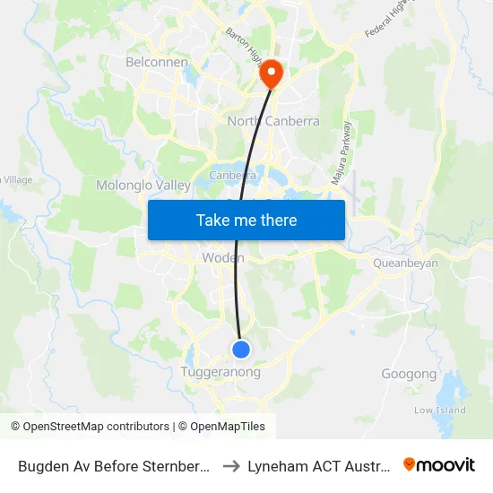 Bugden Av Before Sternberg Cr to Lyneham ACT Australia map