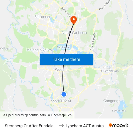 Sternberg Cr After Erindale Dr to Lyneham ACT Australia map