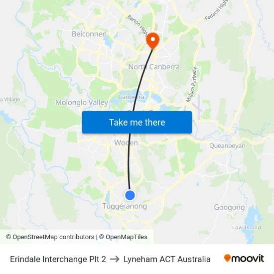 Erindale Interchange Plt 2 to Lyneham ACT Australia map